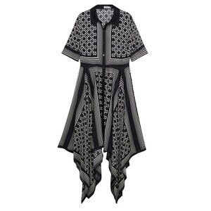 knee length dresses for ladies Faithe Cotton Knit Combo Ruffle Mini Dress in navy